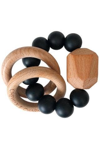 Hayes Silicone + Wood Teether Ring - Black