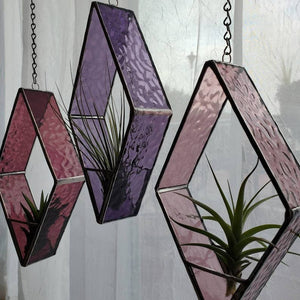 Pink Stained Glass Air Plant Hanger