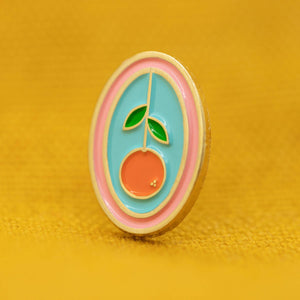 Orange Oval Enamel Pin