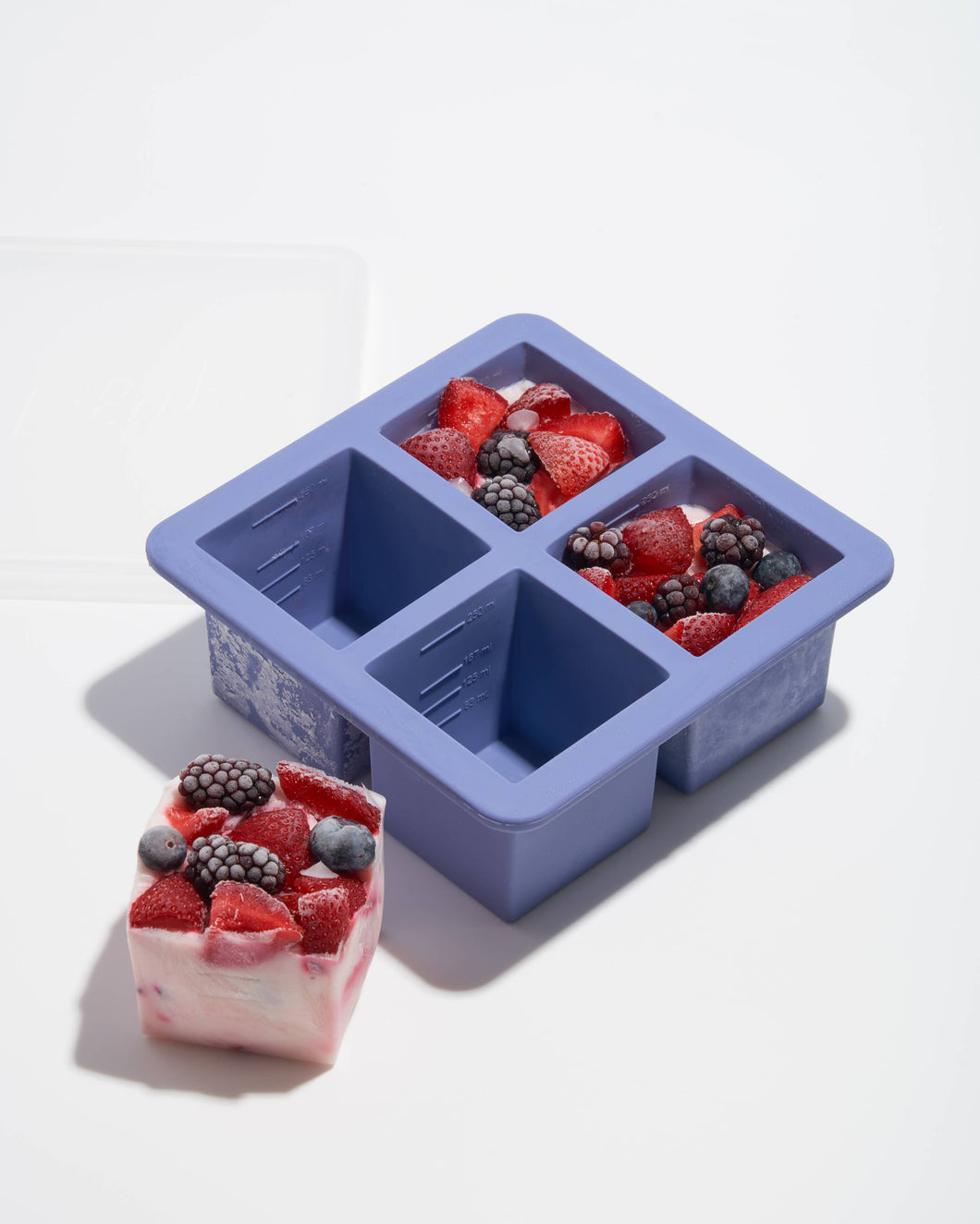 Cup Cube Silicone Food Storage Meal Prep, 4 Cube Tray