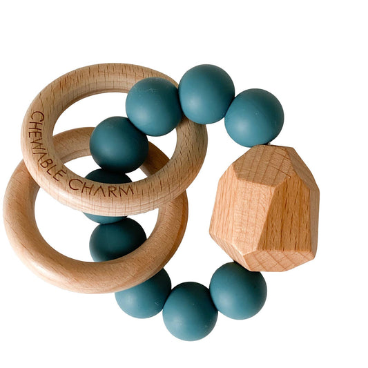 Hayes Silicone + Wood Teether - Gypsy Teal