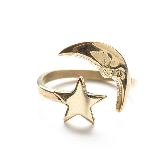 Crescent Moon & Star Ring