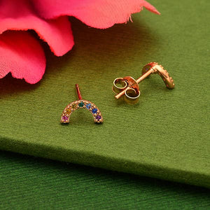Rainbow Post Earrings with Nano Gems 4x8mm