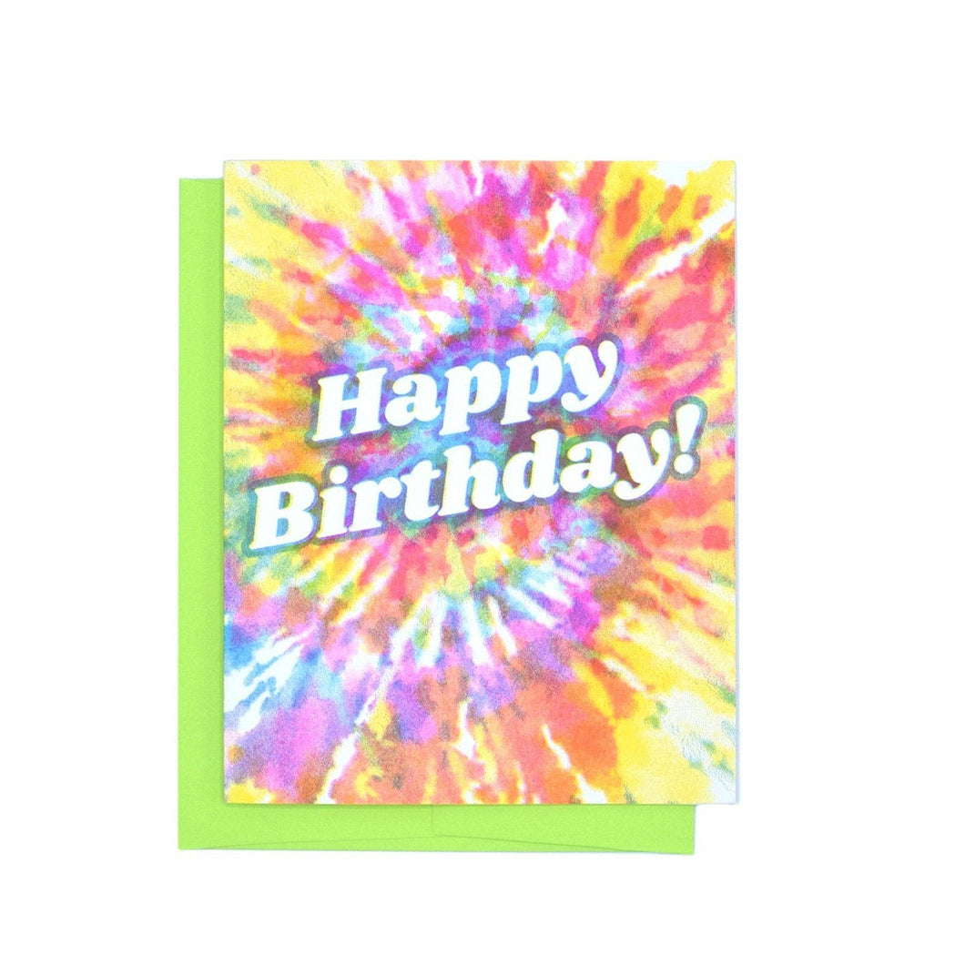 Happy Birthday - Tie Dye Risograph Greeting Card
