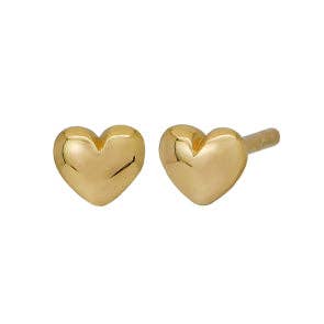 Puffy Heart Stud Earrings in Gold