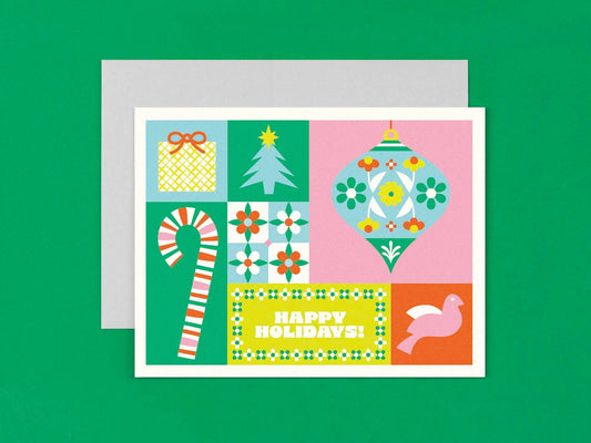 Colorblock Holiday • Illustrated Happy Holidays Card