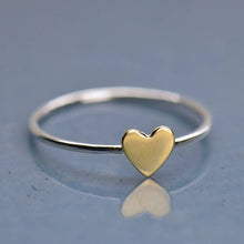 Load image into Gallery viewer, Sterling Silver Ring with Tiny Bronze Heart
