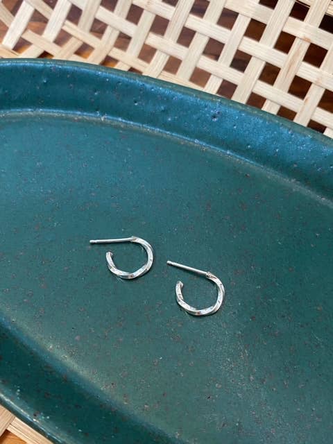 Tiny Twisted Huggie Hoops- sterling silver