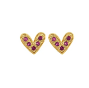 Pink Pave Heart Studs