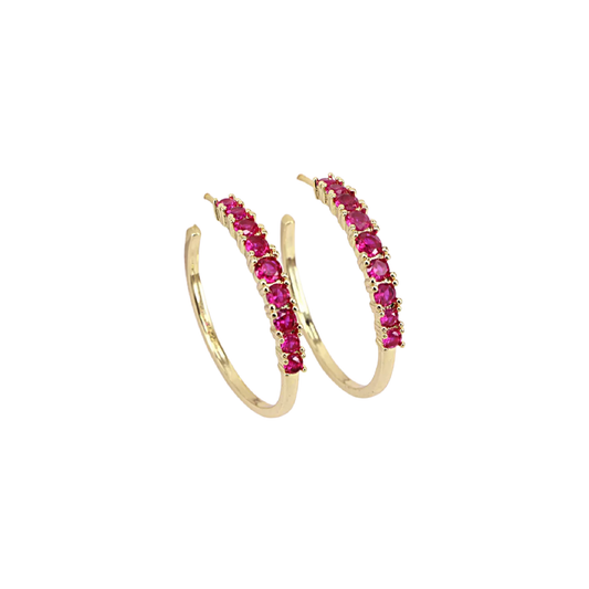 Fuschia Pave Charleston Hoop Earrings