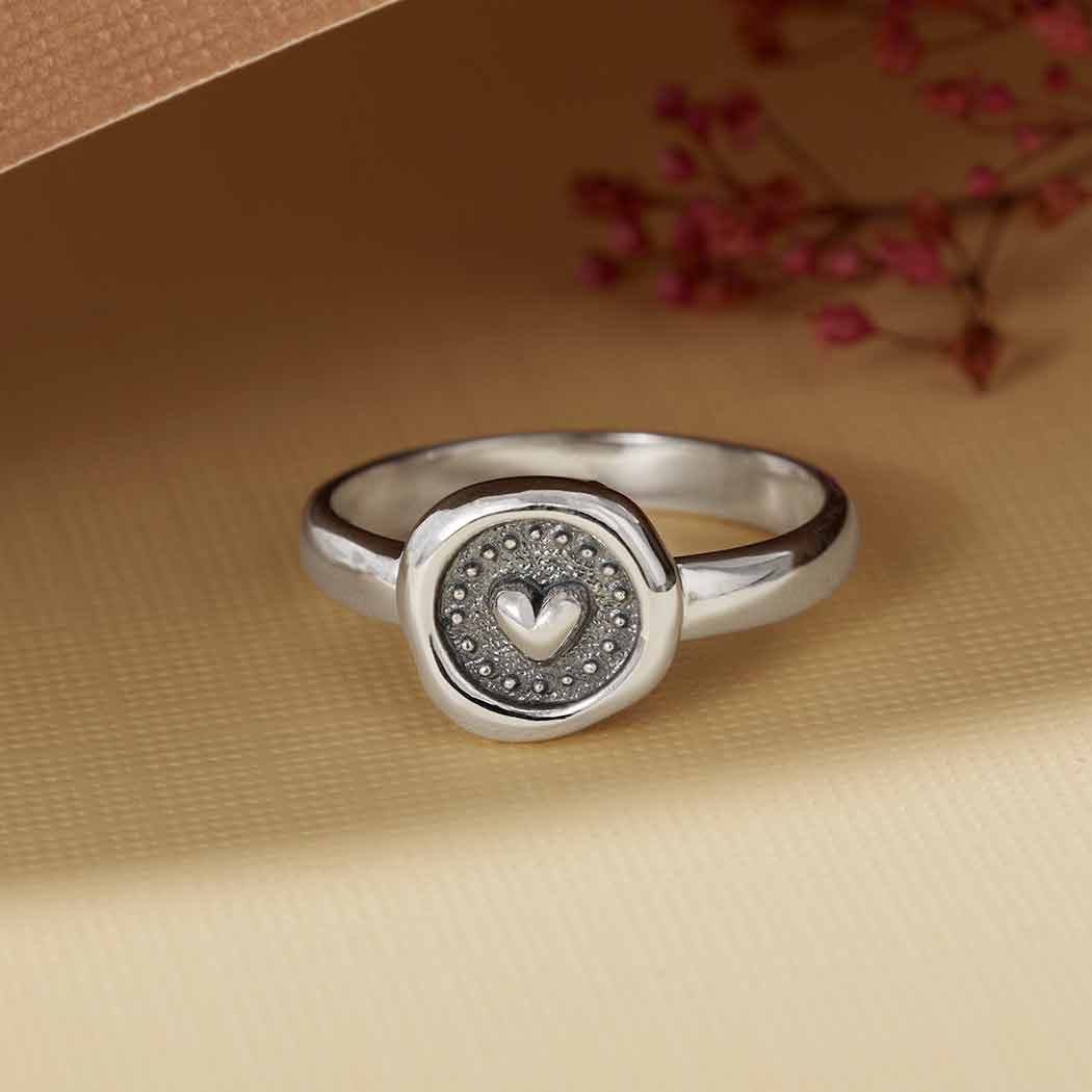 Sterling Silver Wax Seal Heart Ring: 7