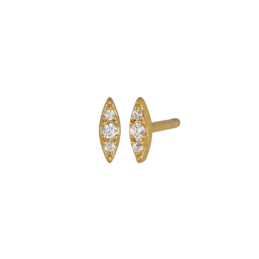 Meteor Diamond CZ Stud Earrings in Gold