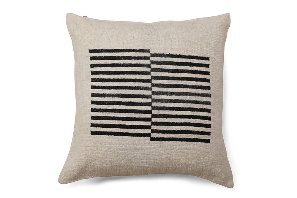 Celestial Stripe Throw Pillow, Black - 18x18 inch