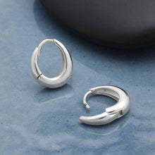 Load image into Gallery viewer, Teardrop Huggie Hoop Earrings 13x4mm: Sterling Silver
