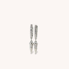 Load image into Gallery viewer, Silver Crystal Dagger Hoops
