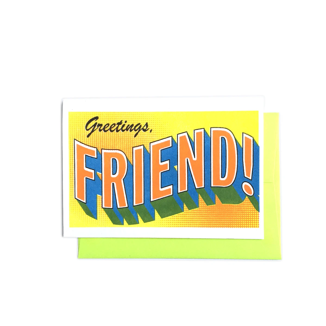 Greetings, Friend! - Risograph Card